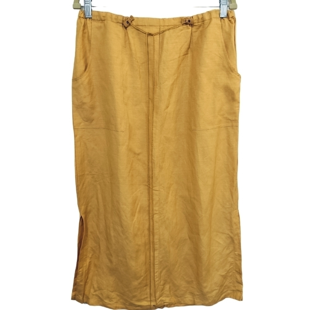 (SK26) Sherry Taylor Collection Mustard Straight Line Midi Skirt Size XL